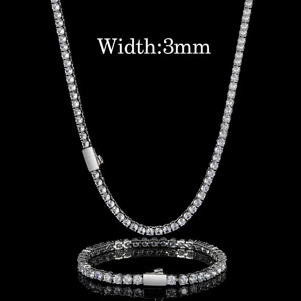 Tennis Chain Zircon Hip Hop Necklace Rapper Iced Out Chain Style for Men | Caratix Jewelry - CaratixJewelry